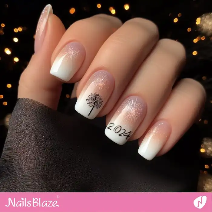 Ombre New Year Nails with Firework | 2024 Nails - NB1354